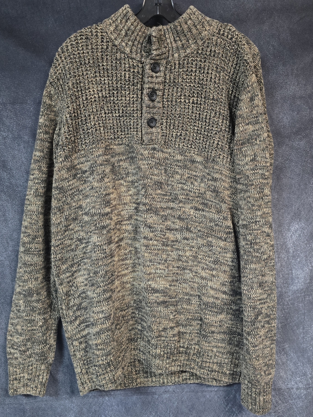 Men's Marled Zip-Up Mock Neck Sweater - Brown